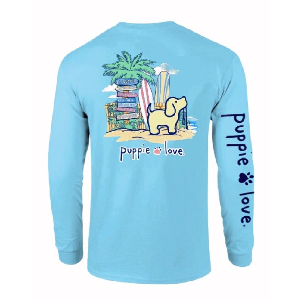 Puppie Love Dog Beach Pup Long Sleeve T-Shirt Sweatshirt - NEW Fast Ship